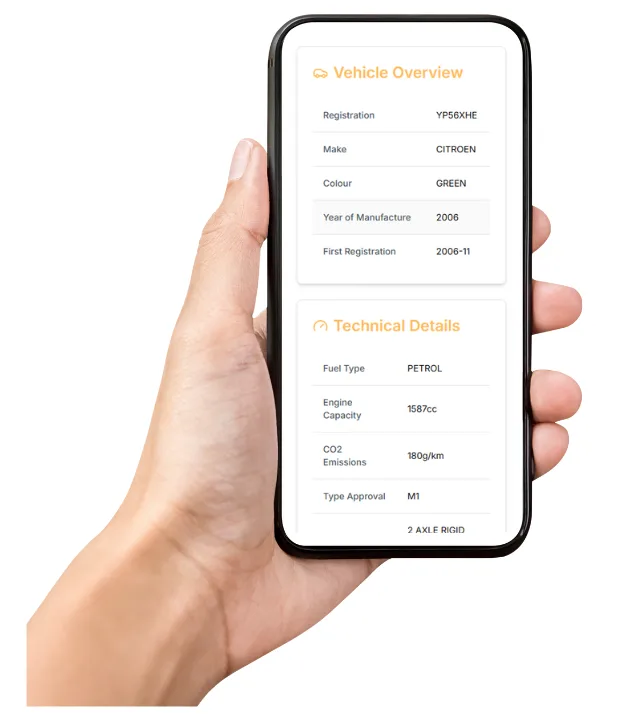 Free Car History Check Report A user holding Free Car History Check Report